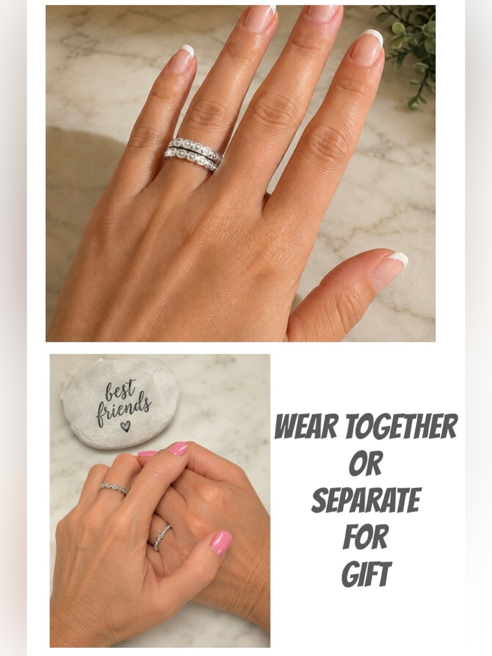 TWO PANDORA 925 Sterling Silver Celebration Band Ring Size 7, 7.5  NWOT FIRM